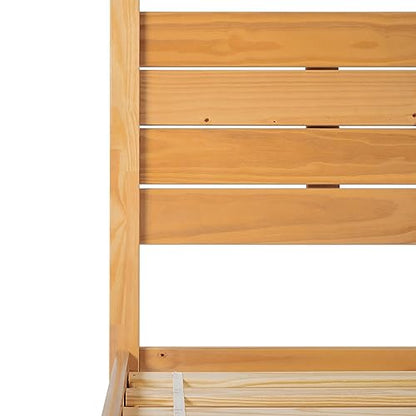 Isla Slatted Headboard Canopy Bedframe, Queen, Natural Pine