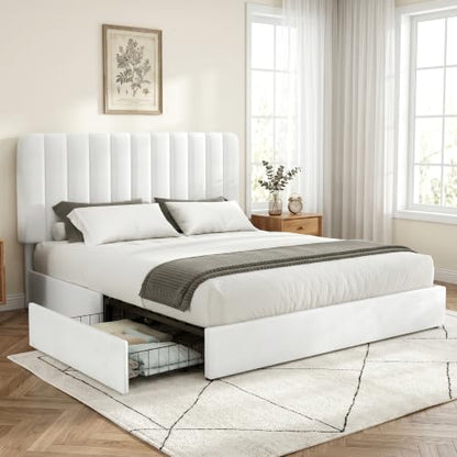 Full Size Upholstered Bed Frame with 4 Drawers and Headboard, view 3