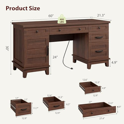 Farmhouse Executive Desk 60 Inch, view 3