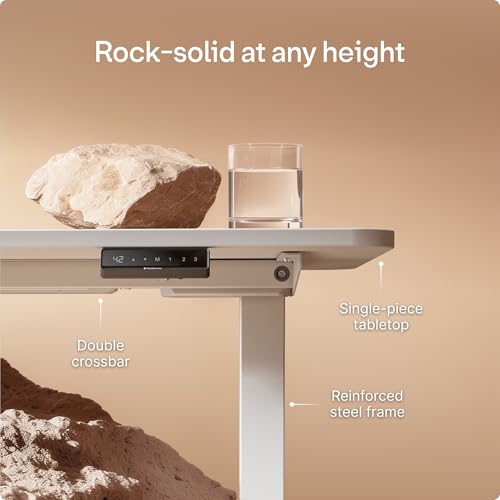 HomeOne Standing Desk 48x24 — Ergonomic Sit Stand Home Office Desk, Made in Europe, Electric Dual Motor Height Adjustable, USB & USB-C Charging, Wobble-Free, Touchscreen, 3 Memory Presets