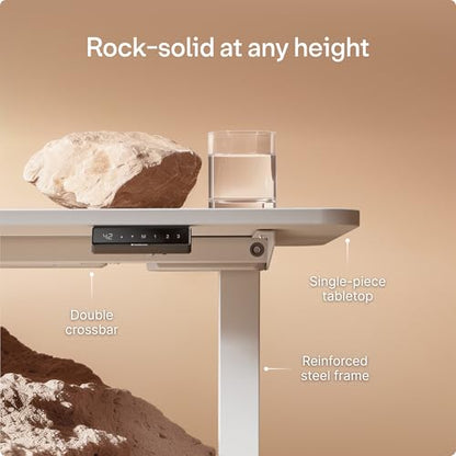 HomeOne Standing Desk 48x24 — Ergonomic Sit Stand Home Office Desk, Made in Europe, Electric Dual Motor Height Adjustable, USB & USB-C Charging, Wobble-Free, Touchscreen, 3 Memory Presets