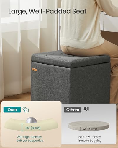 Square Storage Ottoman with Hinged Lid in Slate Gray, view 6