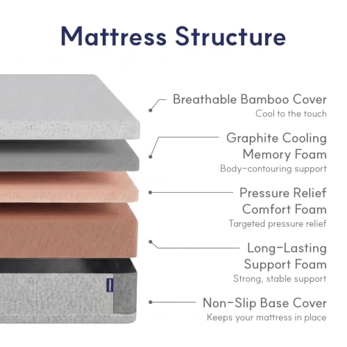 6 Inch Queen Mattress, Bamboo Cover Memory Foam Bed in a Box, view 4