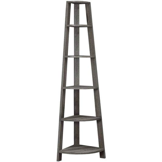 Monarch Specialties Corner Accent Etagere, 72"H, Dark Taupe