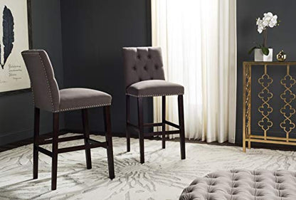 Safavieh Home Collection Norah Dark Taupe and Espresso Barstool (Set of 2)