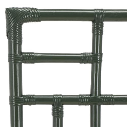 SAFAVIEH Furniture - Christine Set of 2 Dining Chairs - White & Forest Green - Upholstered Rattan Seating - Fully Assembled - Ideal for Dining Room, Kitchen, 17.3" Seat Height (ACH6507E-SET2)