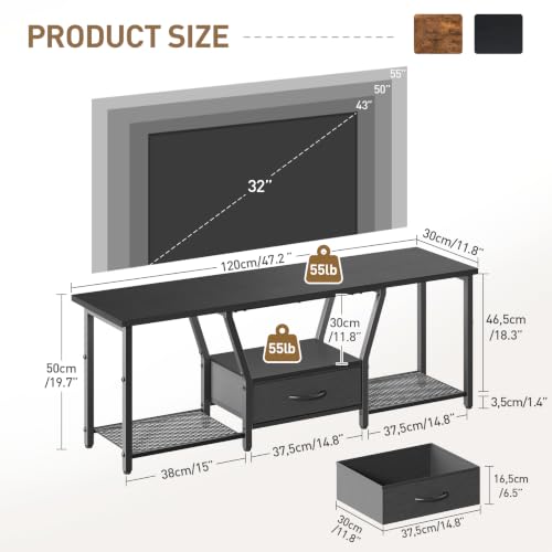TV Stand with LED Lights for TVs up to 55 Inches, Black, view 3