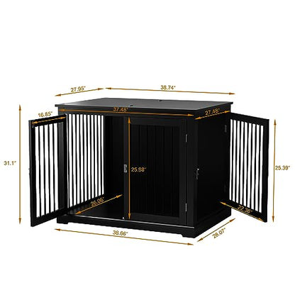 Dog Crate Furniture, Wooden Dog Kennel with Cushion, Dog Crate End Table Large, view 8