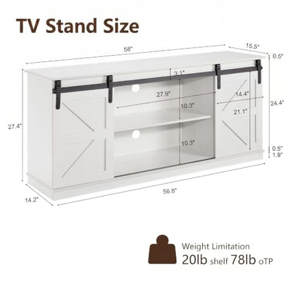 58'' Farmhouse TV Stand for TVs up to 65 Inches, view 3