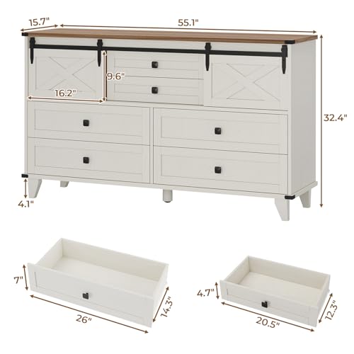 Farmhouse 6 Drawer Dresser for Bedroom, view 3