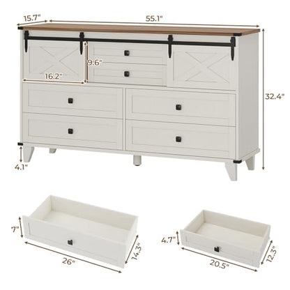 Farmhouse 6 Drawer Dresser for Bedroom, view 3