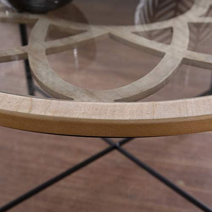 Melvoir Glass Top Cocktail Table - Transitional Design, Black Glass and Wood - Ideal for Living Room, Family Room (CK1109100)