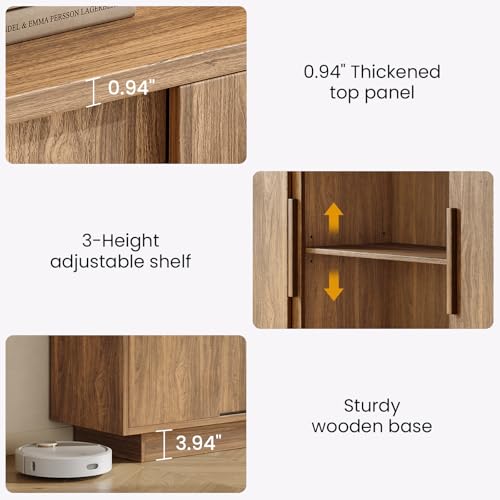 63'' Sideboard Buffet Cabinet with 4 Sliding Doors, view 7