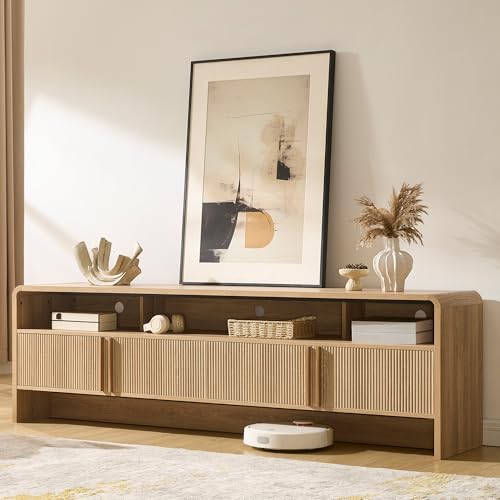70" Fluted TV Stand with 2 Storage Cabinets for TVs Up to 80", view 2