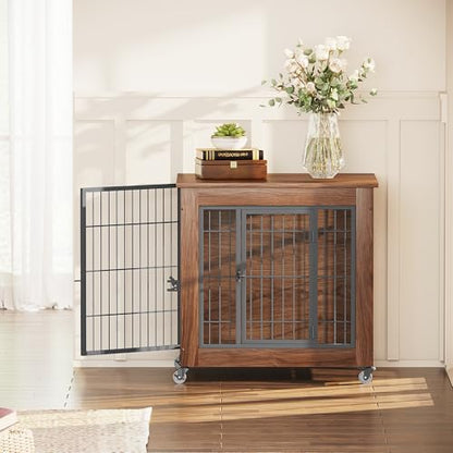 Dog Crate Furniture with Wheels for Small Dogs, view 2