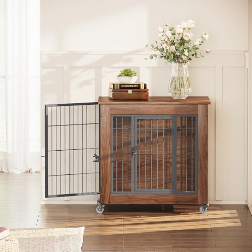 Dog Crate Furniture with Wheels for Small Dogs, view 2