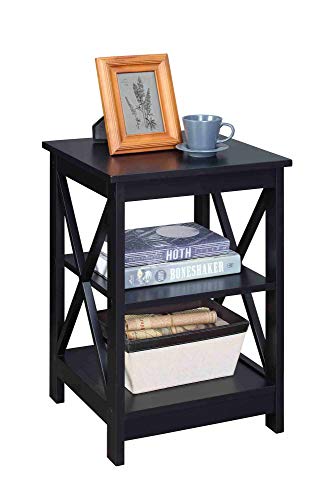Oxford End Table 15.75" - Modern Living Room Table with Storage Shelves, Transitional Nightstand Side Table for Home Decor and Display, Black