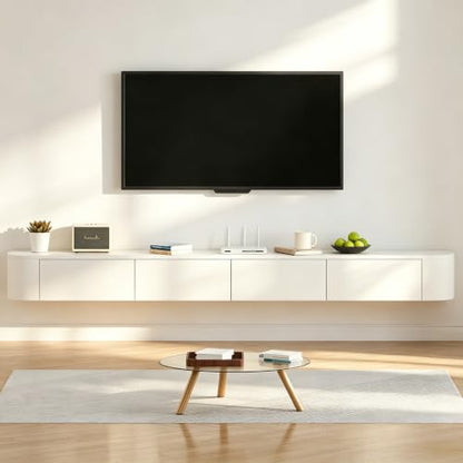Floating TV Stand,Floating Entertainment Center (White, 78.7IN), view 5