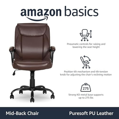 Classic Puresoft PU Padded Mid-Back Office Chair with Armrest, Height Adjustable, view 5