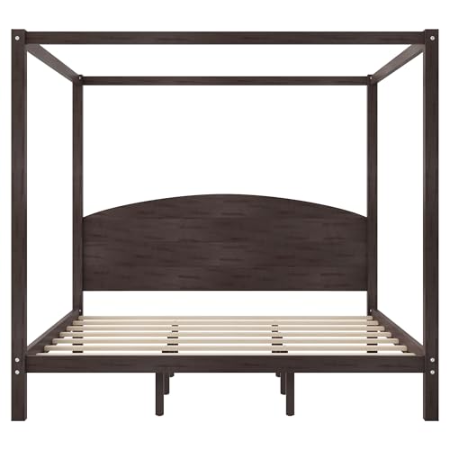 Wood Canopy Bed Frame King, with Headboard and 8 Support Legs, view 7