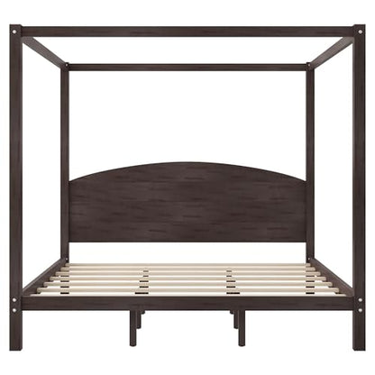 Wood Canopy Bed Frame King, with Headboard and 8 Support Legs, view 7
