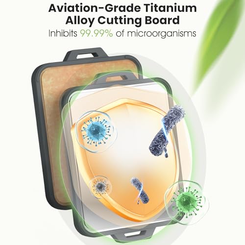 Titanium Cutting Board for Kitchen, Double Sided Pure Titanium & Wood Fiber, view 4