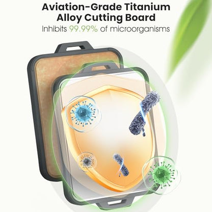 Titanium Cutting Board for Kitchen, Double Sided Pure Titanium & Wood Fiber, view 4