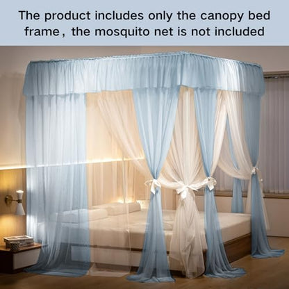 Black Canopy Bed Frame Queen Size 4 Poster Bed Frame with Removable Fixing, view 7