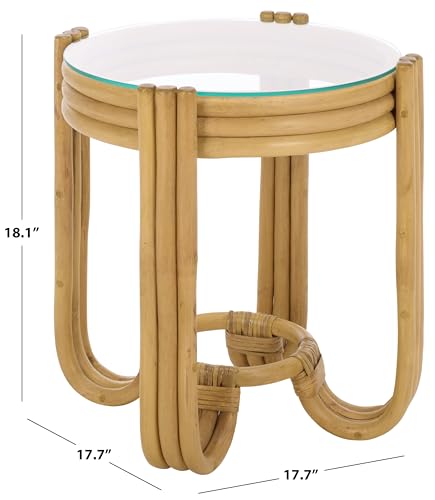 SAFAVIEH Furniture - Bilian Round Accent Table - Natural Rattan - Fully Assembled - Ideal for Living Room, Bedroom, 17.7" W x 17.7" D x 18" H (ACC9900B)