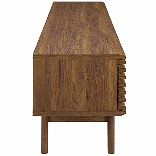 Render 70" Mid-Century Modern Low Profile Entertainment TV Stand, 70 Inch, Walnut Walnut