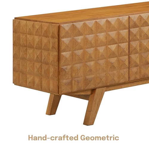 Sapa Mid-Century Modern Solid Wood TV Stand 4-Door Media Console with Carved, view 5