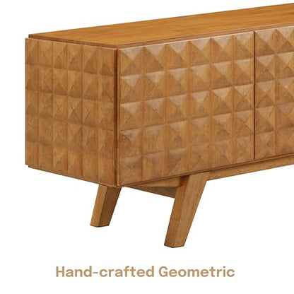 Sapa Mid-Century Modern Solid Wood TV Stand 4-Door Media Console with Carved, view 5