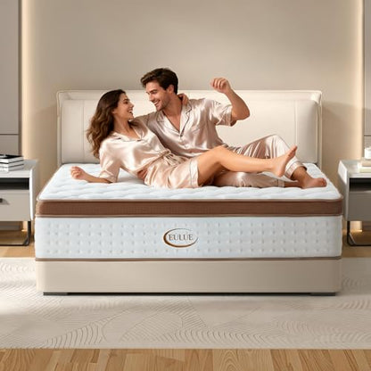 Queen Size Mattress 12 Inch, Hybrid Mattresses in a Box, Medium Firm Individual Pocket Springs Fiberglass Free Breathable and Stress-Relieving CertiPUR-US 80" x 60"