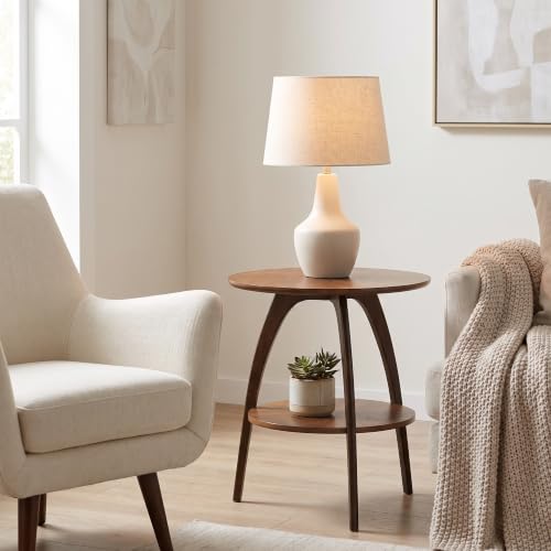 Retro Modern Solid Grain Side Table in Nutmeg and Espresso for Living Room, view 2