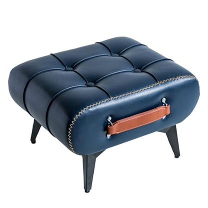 Small Footstool Ottoman - Stylish and Functional Faux Leather Footrest for Extra Seating in Living Room, Entryway, or Office