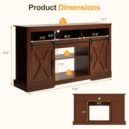 Farmhouse TV Stand for 65 Inch TV, 34" Tall Entertainment Center, view 3