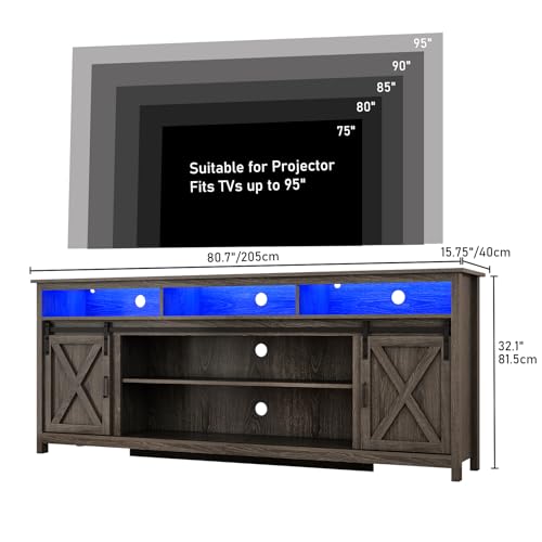 80" LED Farmhouse TV Stand for 90/85/80 Inch TVs, view 3