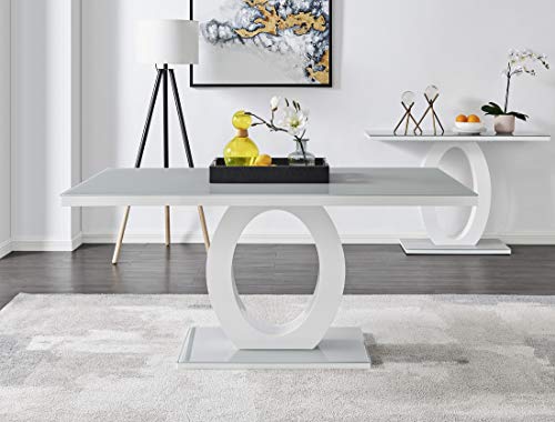 Giovani Modern Stylish Grey/White High Gloss Glass Dining Table and 6 Modern Lorenzo Chairs Set (Dining Table Only)