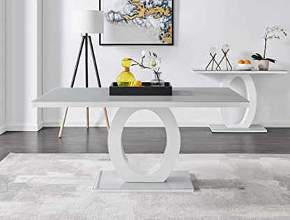 Giovani Modern Stylish Grey/White High Gloss Glass Dining Table and 6 Modern Lorenzo Chairs Set (Dining Table Only)