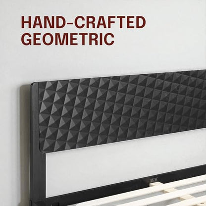 Sapa Solid Wood Bed Frame with 3D Carved Headboard, Japanese Joinery, view 7