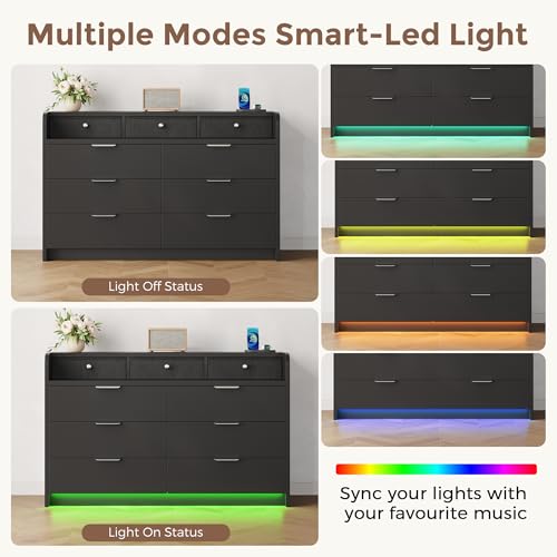 53'' Wide 9 Drawer Dresser for Bedroom, view 7