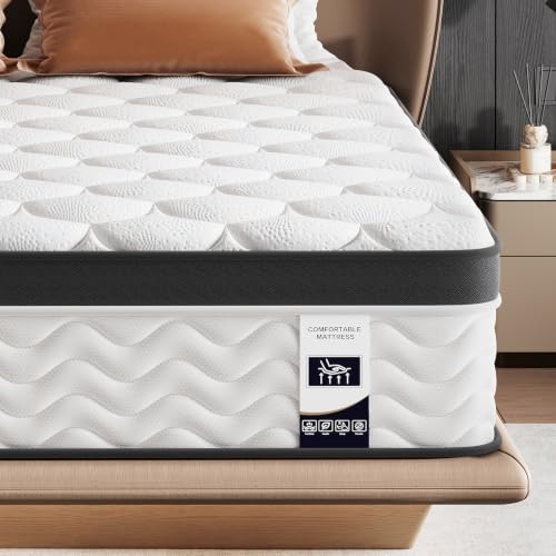 Queen Mattress, 12 Inch, Grey, Hybrid Mattress in a Box, view 2