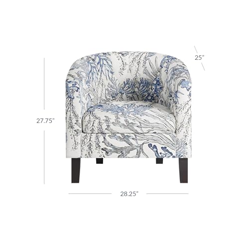 Accent Barrel Arm Chair, Modern Comfy Upholstered Tufted Club Chair with Sturdy Legs and Linen Fabric for Bedroom Living Room - Blue Coral