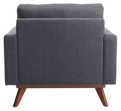 Safavieh Couture Home Gneiss Mid-Century Modern Slate Grey Linen Arm Chair