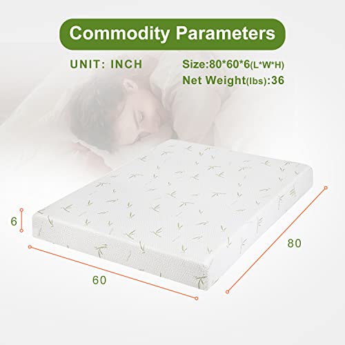 | 6 Inch Queen Mattress | Gel Memory Foam | Medium Firm Feel | White | Bed in a Box, CertiPUR-US Certified | Pressure Relief, Cooling Ventilated Foam | Breathable Knit Cover