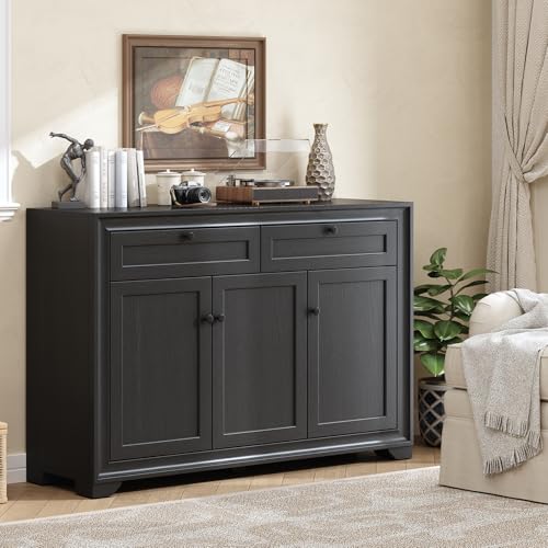 48 Inches Sideboard Buffet Cabinet with Storage, Black, view 4