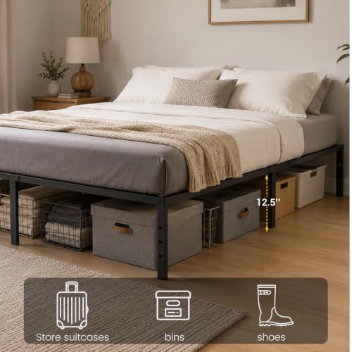 Queen Metal Bed Frame with Storage and Support Legs, view 8