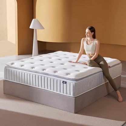 14 Inch Queen Mattress – Real Hybrid Queen Size Mattress Memory Foam, Reinforced Edge Support, Zoned Coils for Pressure Relief and No Motion Transfer (Queen (14 Inch))