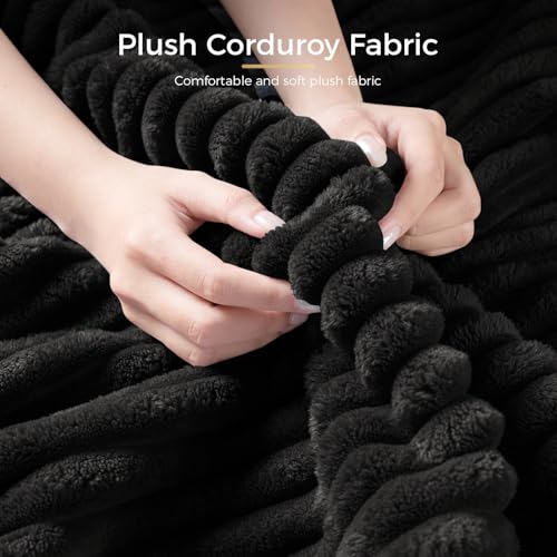 Modular Sectional Sofa U-Shaped 6 Seater Couch with Storage Ottoman, Convertible L-Shaped Plush Wide-Wale Corduroy Couch for Living Room, Apartment, Modern Design, Black