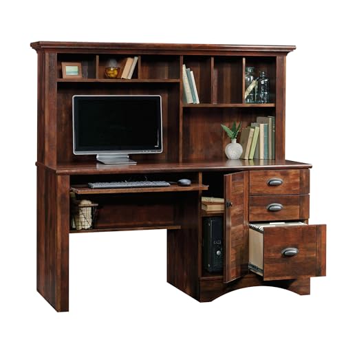 Harbor View Home Office Computer Desk with Hutch, Keyboard Tray, in Curado Cherry finish